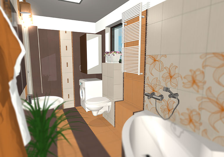 Projekt łazienki oraz wizualizacja 3D