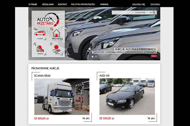 Graphic design of autoprzetarg.pl website