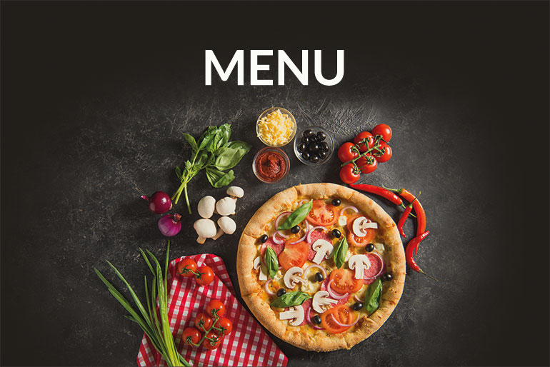 Graphic design of the menu for pizzerias